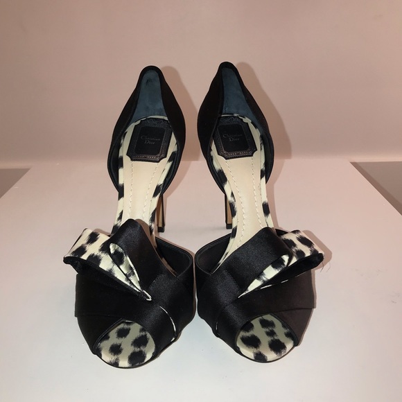 CHRISTIAN DIOR SATIN PEEP TOE SHOES - Picture 1 of 5